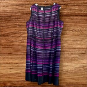 Anne Klein Purple Striped Plus Size Dress | Size 18W | Sleeveless